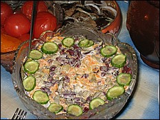 Brown Beans salad with mayonnaise.