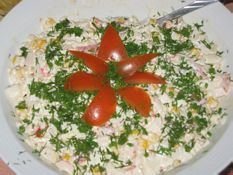 Corn salad with dill decorated