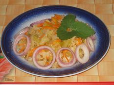 Sour cabbage salad with onion