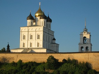 he main attraction of Pskov is ancient Kremlin with it' s Trinity Cathedral